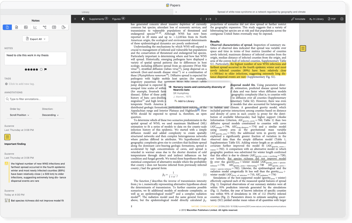 Notes in Papers' PDF reader